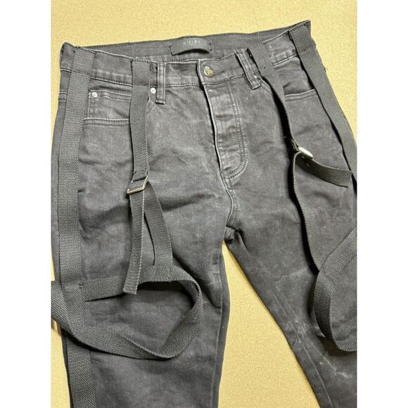 Amiri REAR Black straped Jeans Size 32 Authentic Retail $1500 - Picture 6 of 12